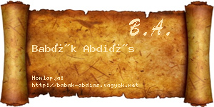 Babák Abdiás névjegykártya